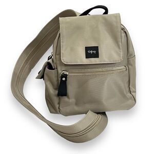 Esprit Tan Nylon Mini Convertible Sling Backpack